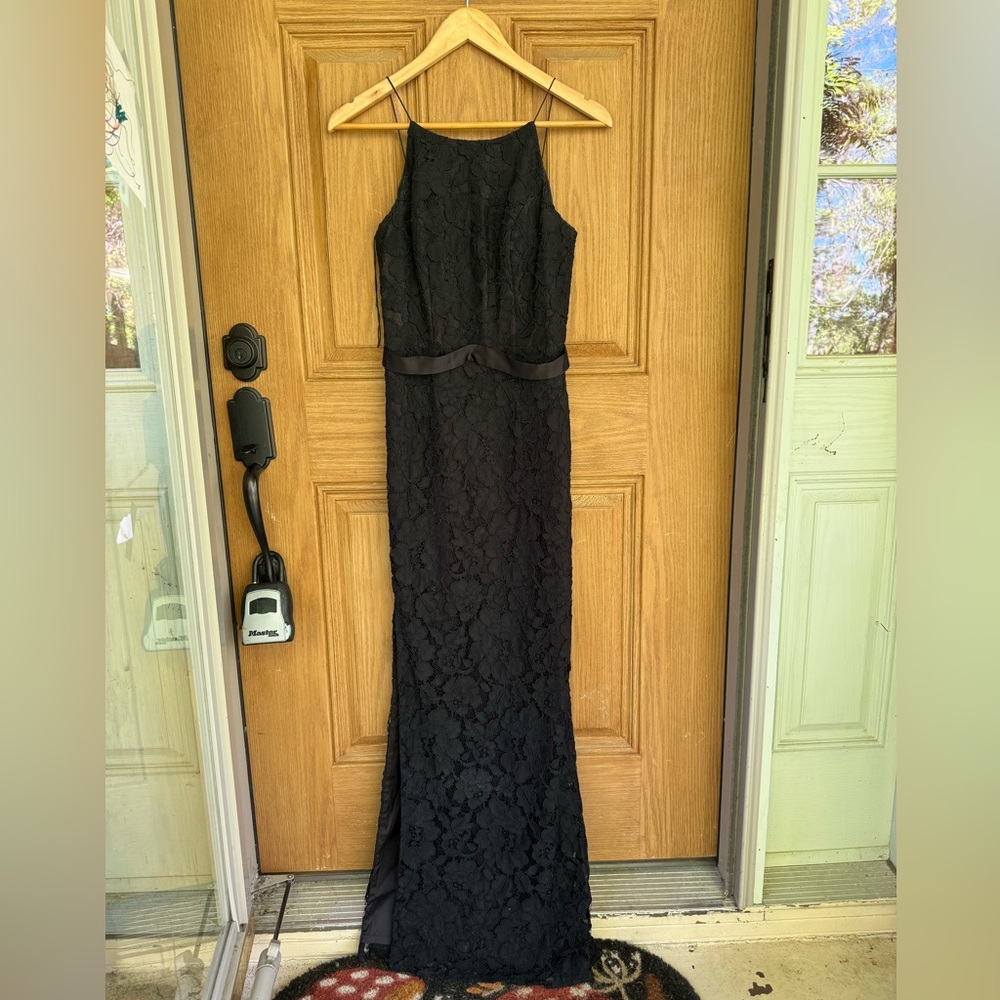 Aidan Mattox Black Lace Maxi Gown